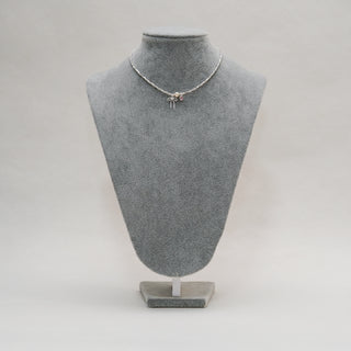 Sterling Silver Pearl & Pink CZ Bow Necklace & Bracelet Set