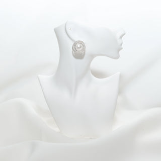 Pearl & Silver Wire Wrap Stud Earrings– 925 Sterling Silver