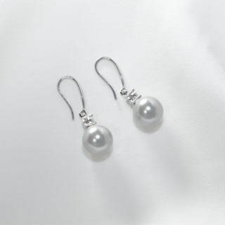 S925 Silver Classic Austrian Zircon Square Cut Bright Pearl Stud Earrings