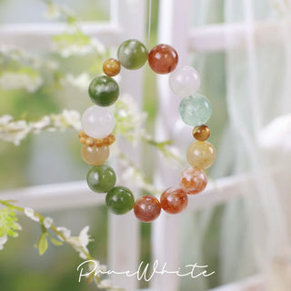 Golden Rutilated Quartz & White Phantom Gemstone Bracelet