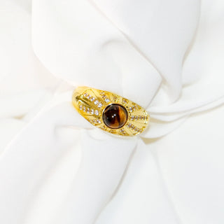 Tiger Eye  Gold Plated Vintage Ring